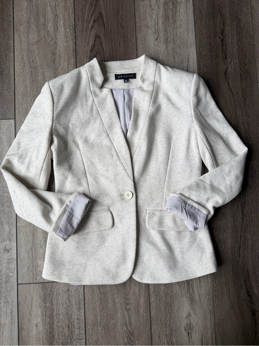 gibsonlook- Revolve- Women's Heather Light Gray Single-Button Blazer (S)